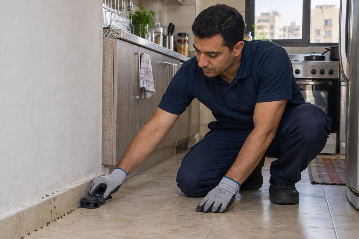فني مكافحة النمل بيحط محطة طُعم جنب وزرة المطبخ